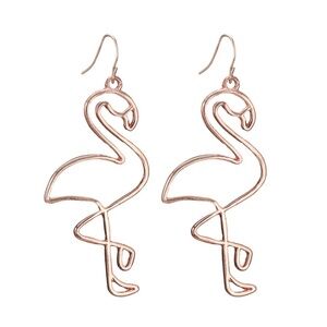 *KAVINDRA* Rose Gold Flamingo Fashion Earrings